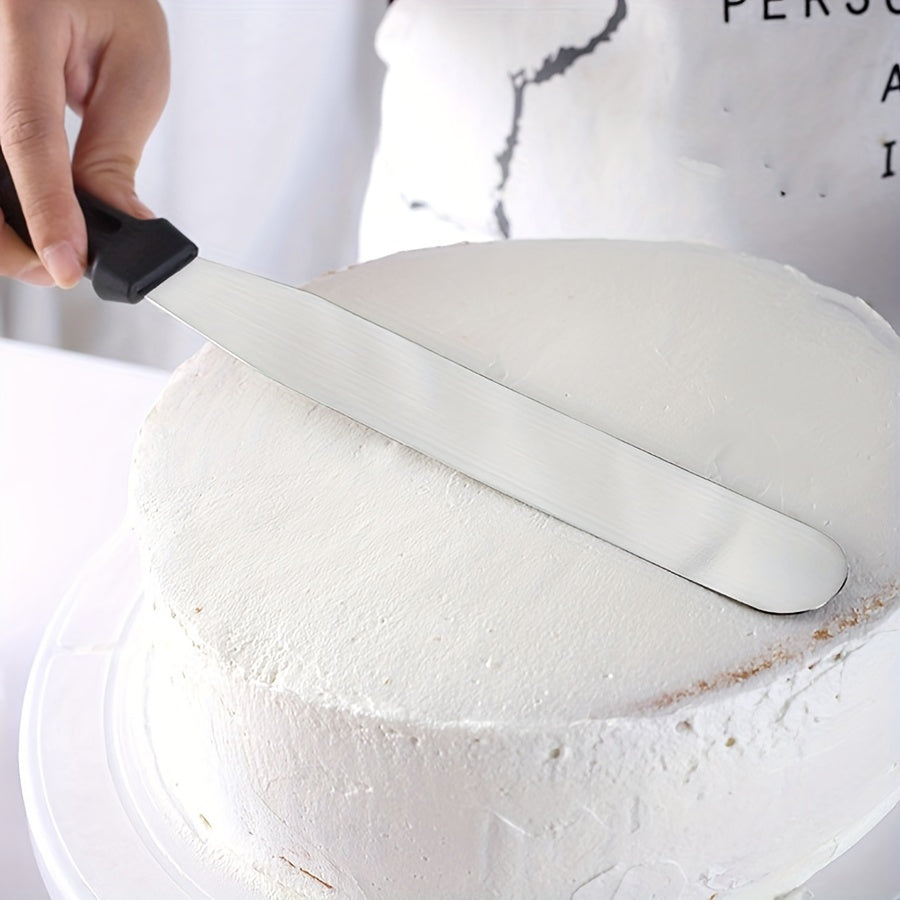 Set of 3 Stainless Steel Cake Scrapers for Decorating, Straight and Curved