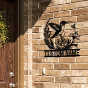 Personalized Metal Bird and Flower Wall Art for Porch or Courtyard Farmhouse Decor