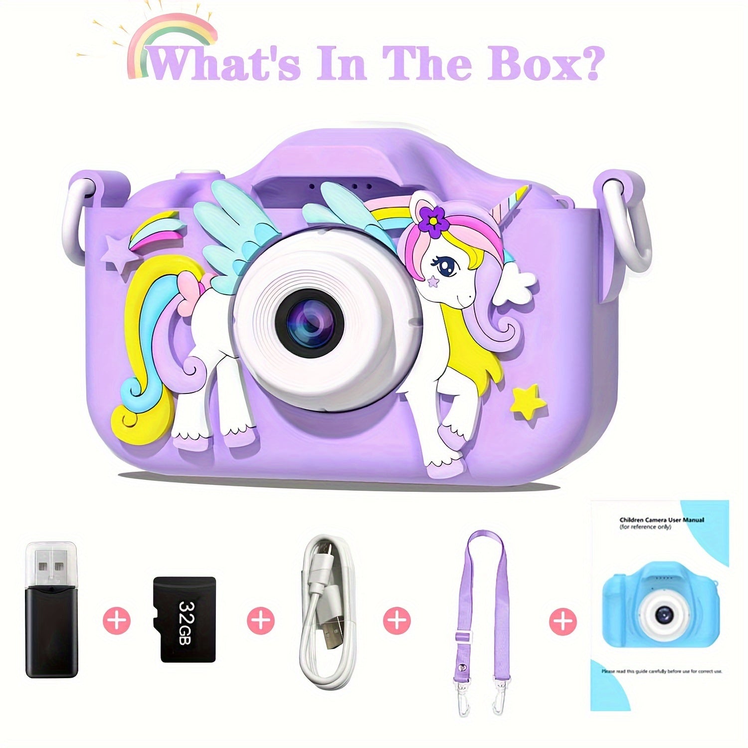 Kids Digital Camera for Boys and Girls Ages 3-12 Rechargeable Silicone Purple Selfie Camera
