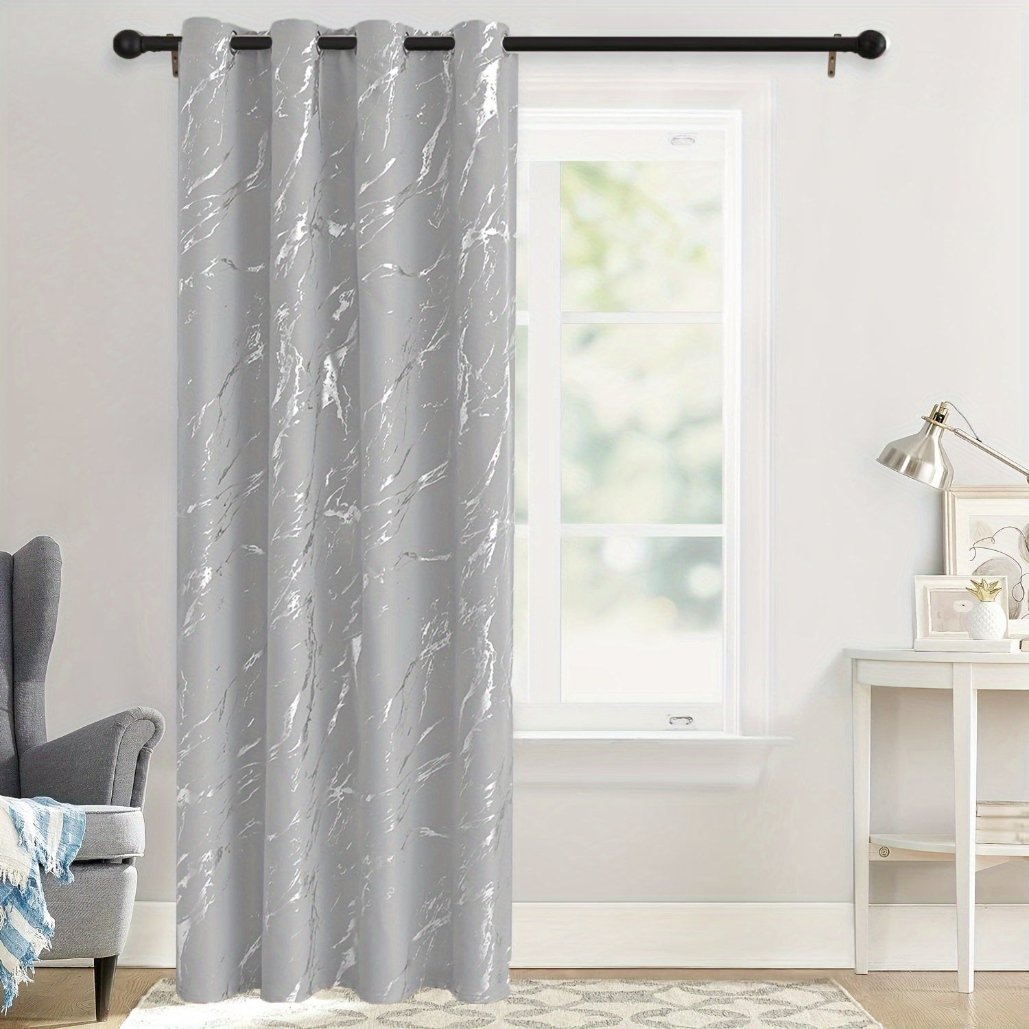 Grey Marble Pattern Curtain for Bedroom Living Room Office Kitchen Modern Classic European Style