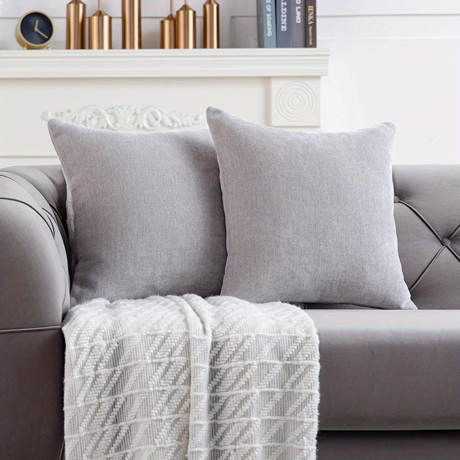 2 деревенских чехла для подушек из шенилла для декора домашнего дивана - мягкие и уютные квадратные чехлы для подушек.