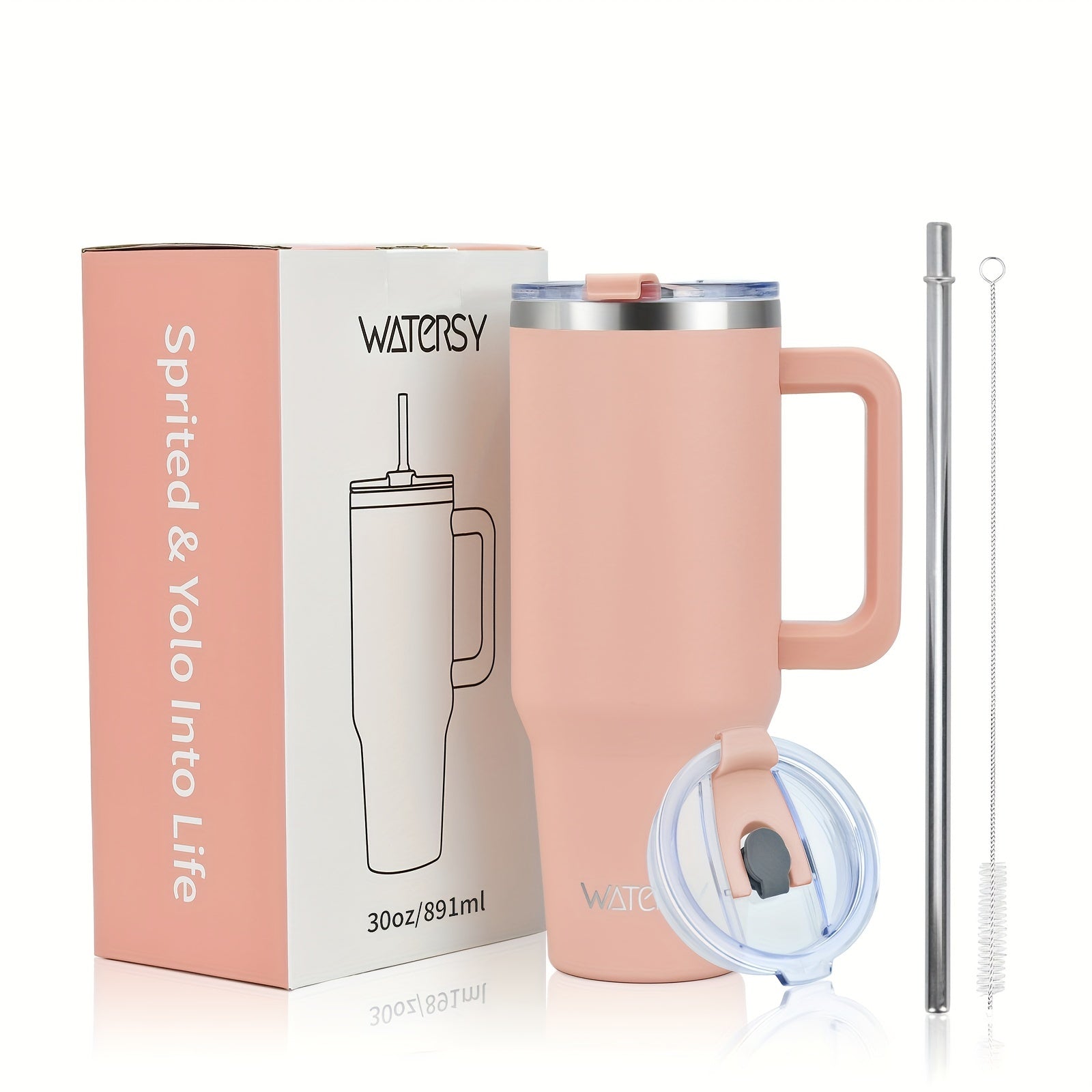 Taza de viaje aislada de acero inoxidable de 30oz y 40oz, para café caliente y frío, con tapa de pajilla