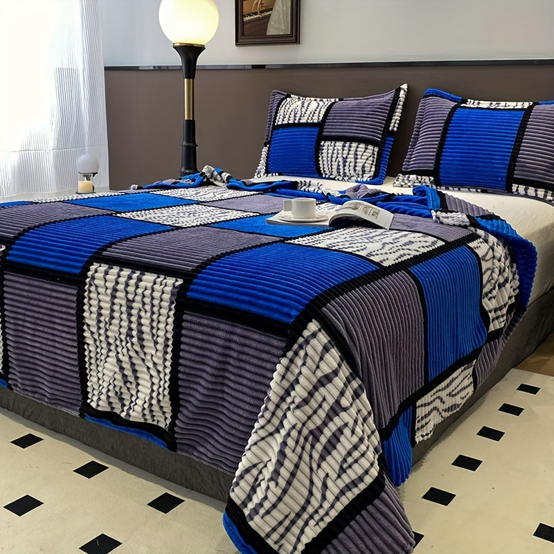 Manta de terciopelo impresa geométrica para cama, sofá, camping, aire acondicionado, todas las estaciones