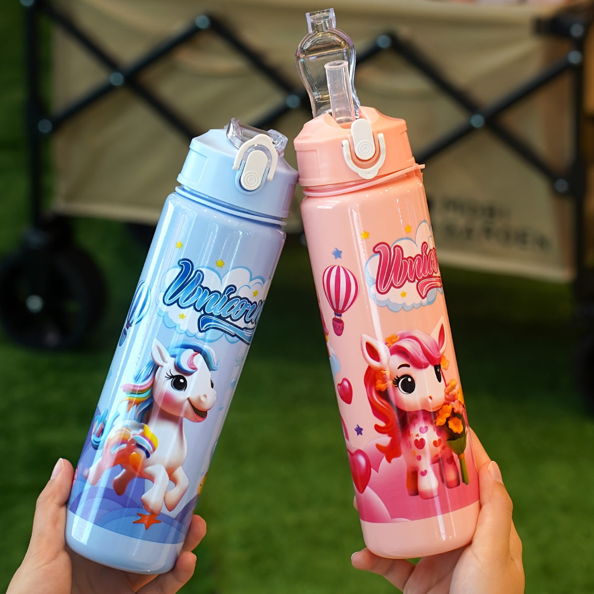 Cartoon 25oz Leak-Proof Shaker Bottle with Straw for Outdoor Activities