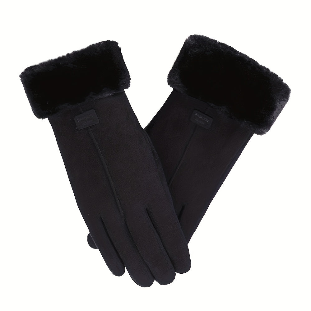 Velvet-Lined Split-Finger Gloves for Outdoor Activities and Casual Sports