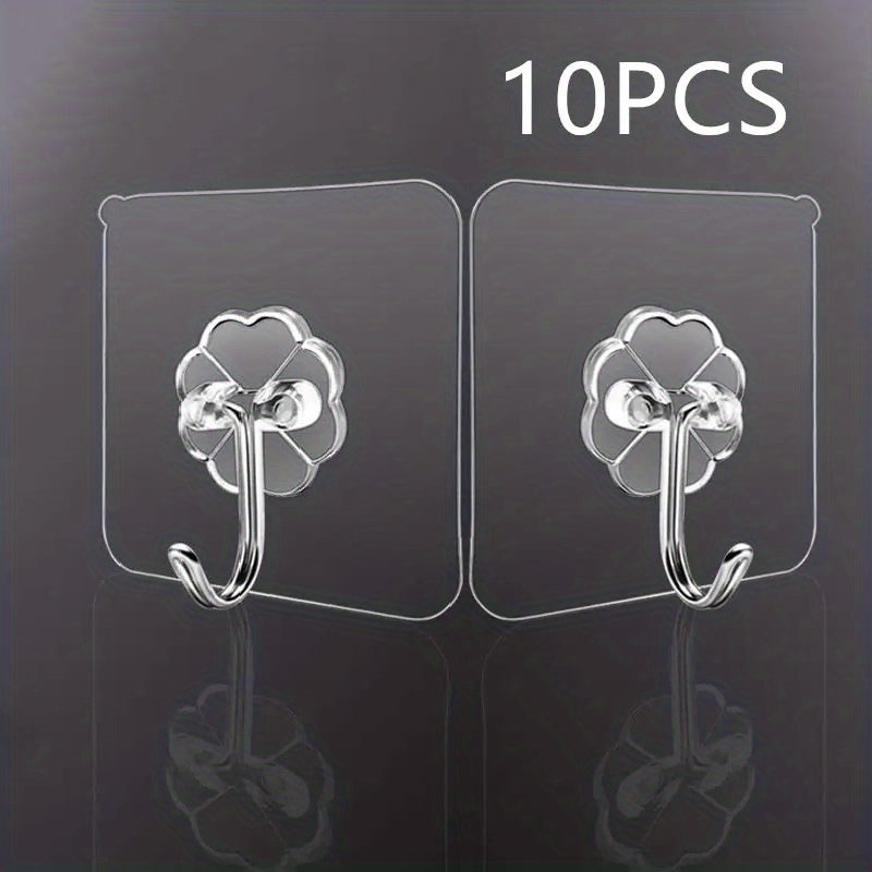 10 Transparent Waterproof Adhesive Hooks for Bathroom Wall Hanging