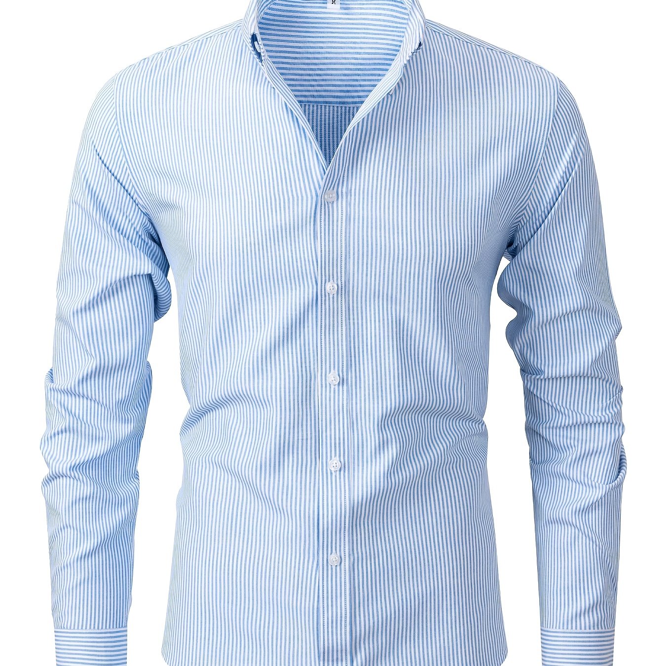 Men's Oxford Shirt Long Sleeve Vertical Stripe Wrinkle-Resistant Autumn Extended Sizes