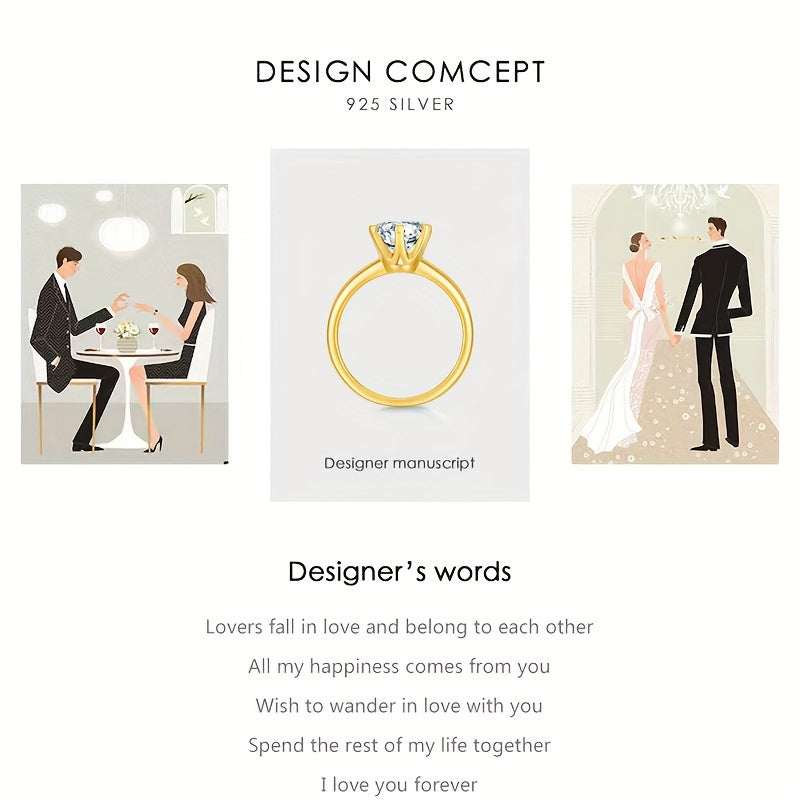 Moissanite Sterling Silver Wedding Ring for Women with Gift Box