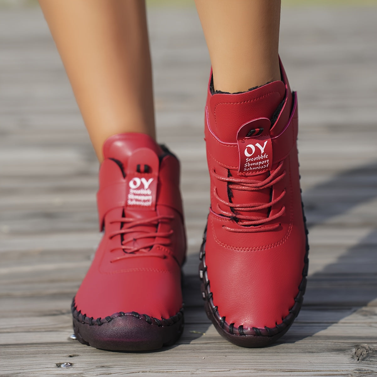 Women Warm Winter High-Top Boots Anti-Slip Casual Faux Leather