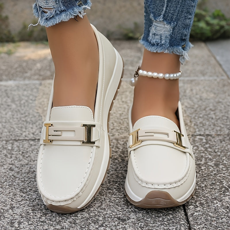 Women's Slip-On Loafers PU Upper TPR Sole Comfort Casual Shoes All-Season