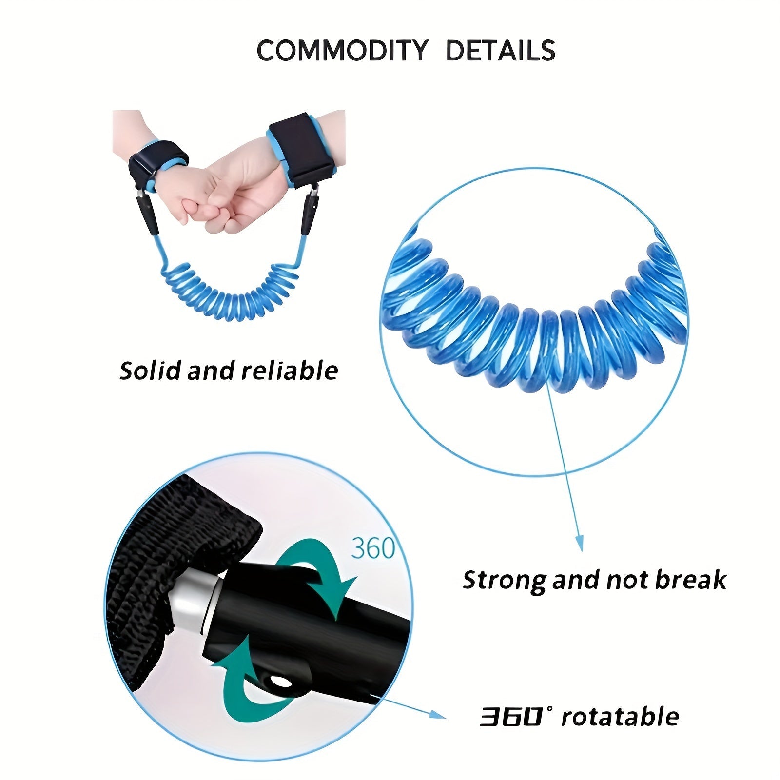 Bolalar uchun xavfsizlik bilaguti va tortish simi bilan bolani izlash va yo'qotishni oldini olish
