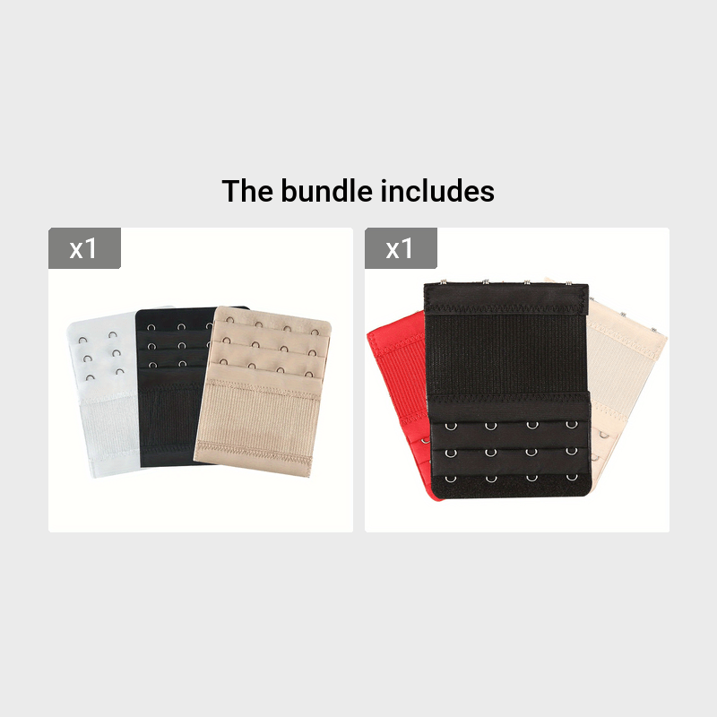 3-Piece Set of Mixed Color Bra Extenders and Adjustable Straps for Women