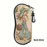 Flower Pattern Glasses Case with Zipper Closure Unisex Travel Storage Bag