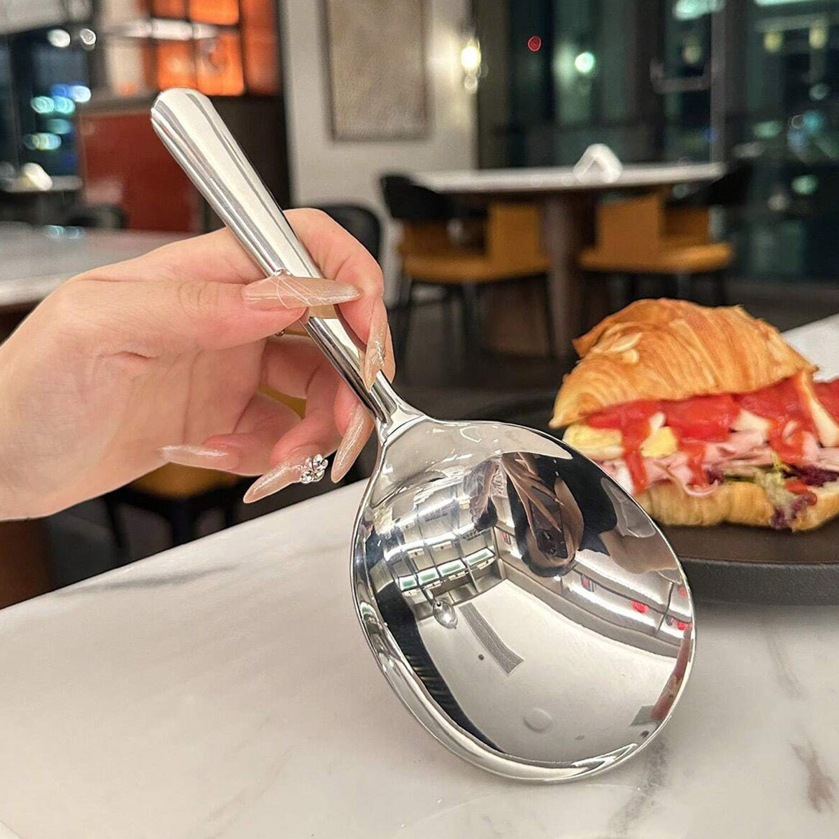 Large Stainless Steel Buffet Spoon for Parties and Banquets Dishwasher Safe