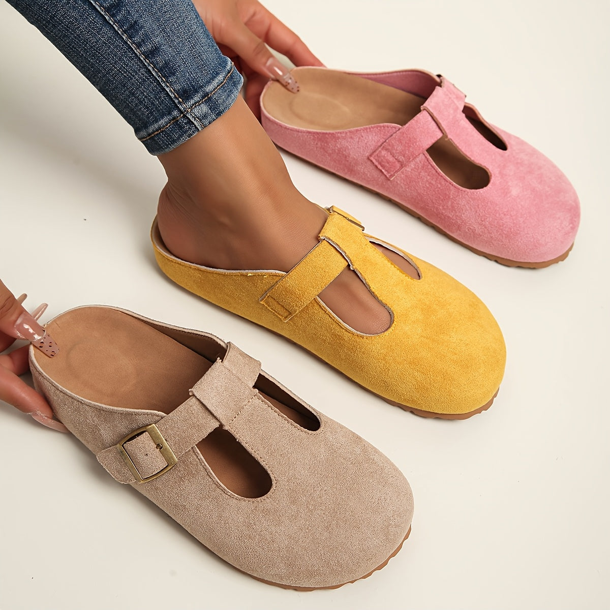 Women's Platform Slip-On Sandals with EVA Sole, Arch Support, Beige