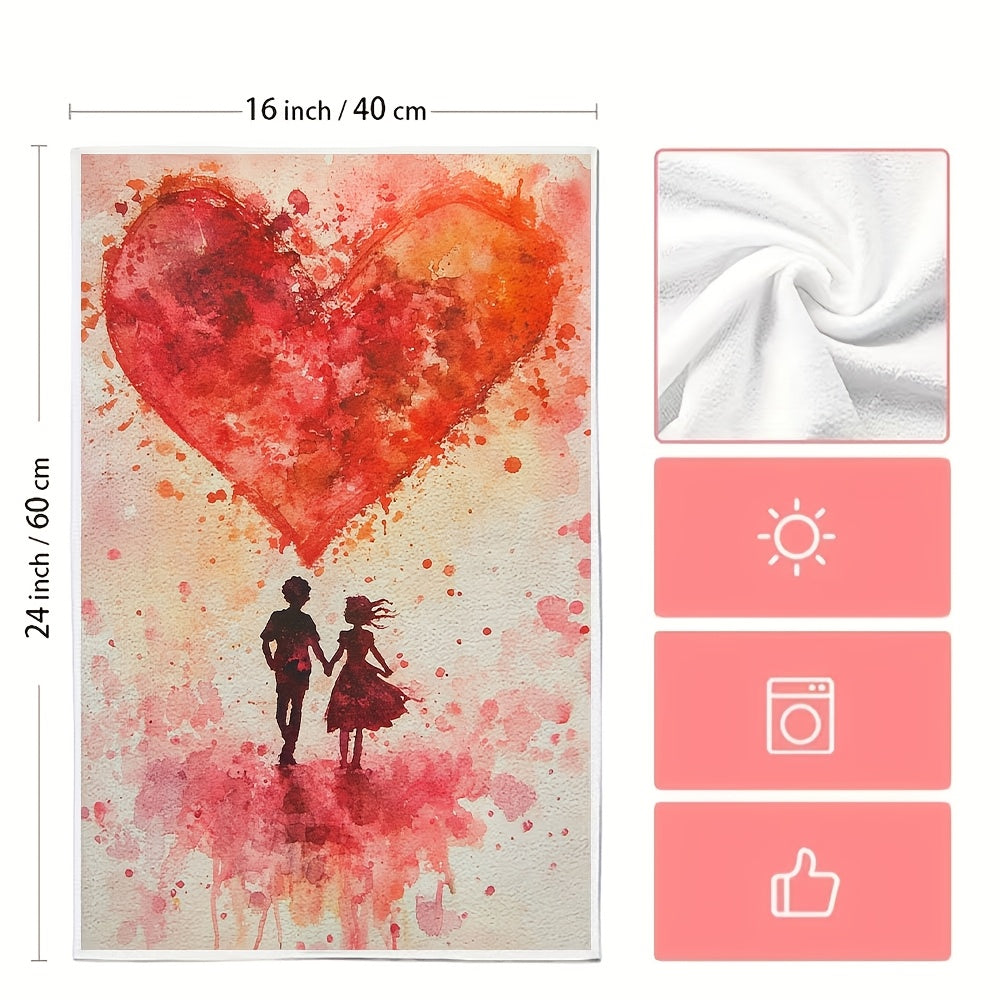Valentine's Kitchen Towels Set Ultra-Soft Absorbent Dish Hand Drying 40x60 cm