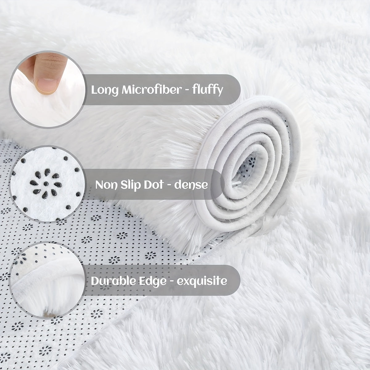 Ultra-Soft PV Velvet Shag xona uchun gilam, yotoqxona, yuvish uchun yopishqoq bo'lmagan, dog'ga chidamli