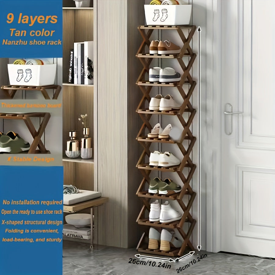 Estantería para zapatos retráctil de instalación gratuita, de 3 a 9 niveles, ahorrador de espacio para puertas estrechas