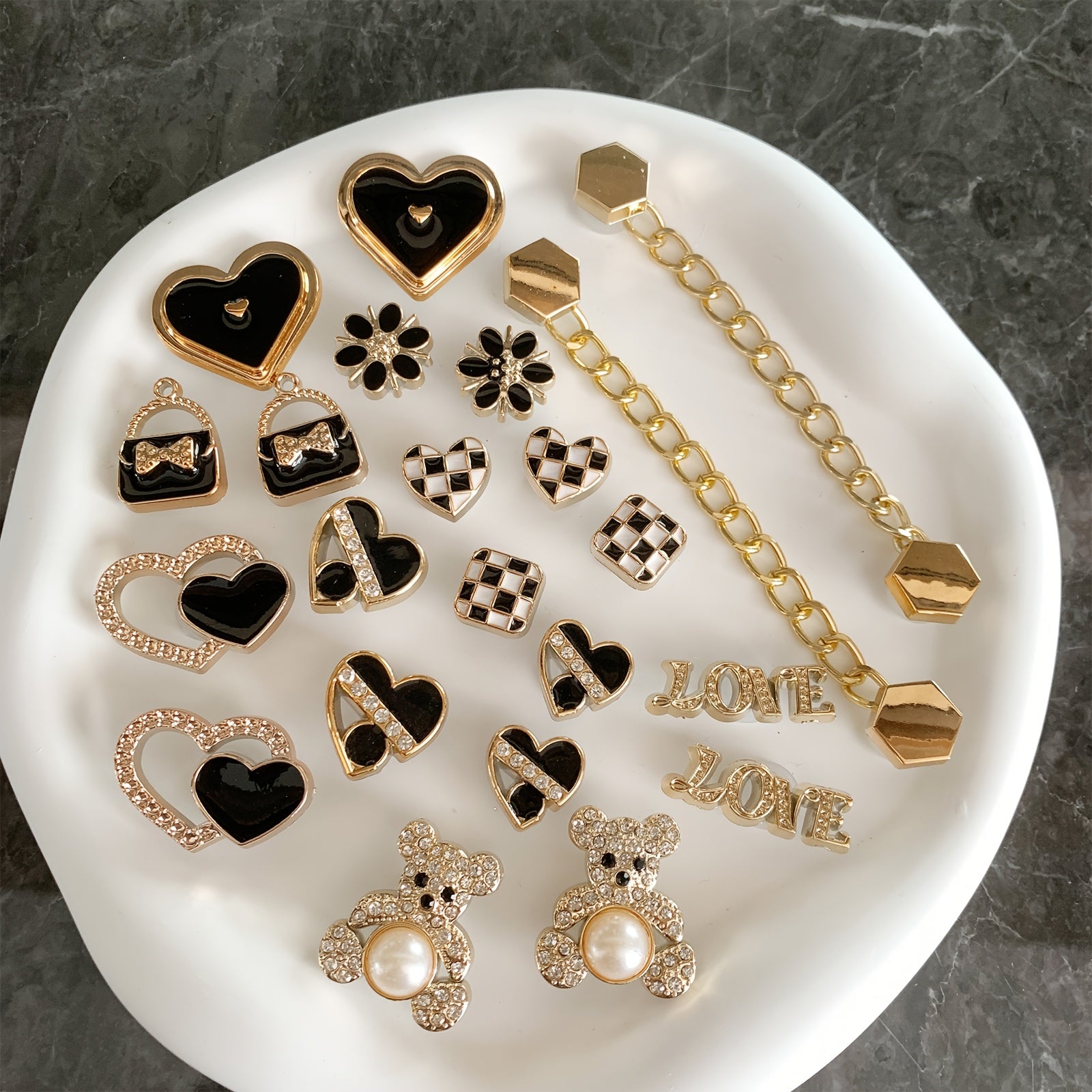 Kids Shoe Charms Set Bear Love Detachable DIY Accessories 22pcs