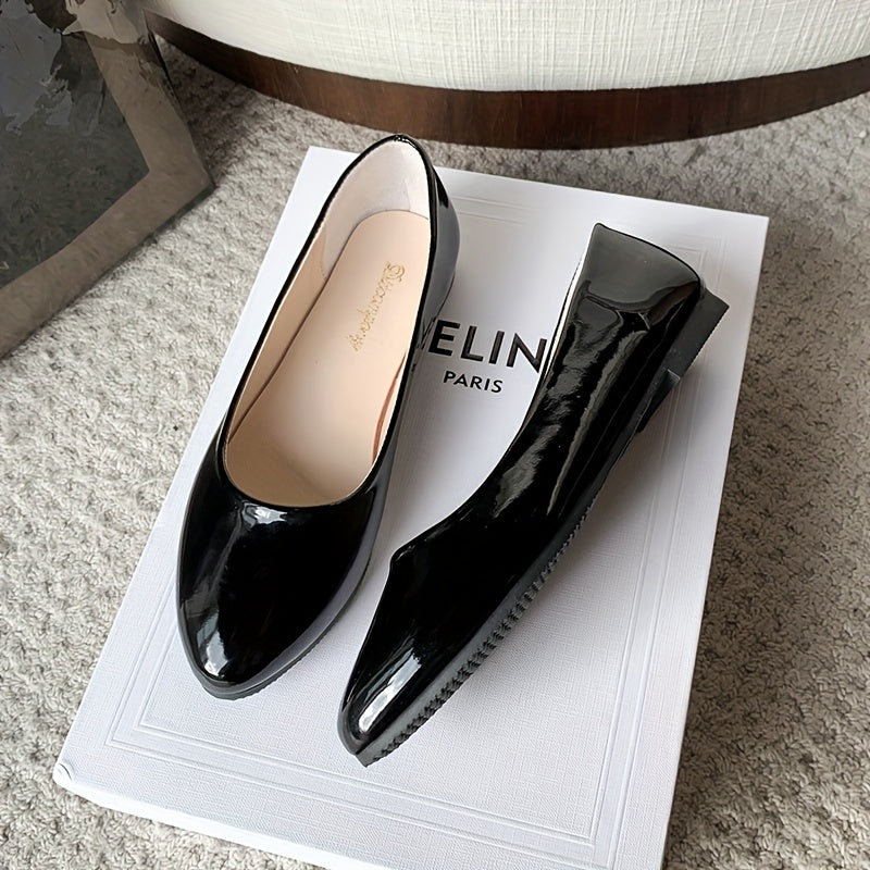 Zapatos planos de punta afilada con correa en el tobillo de cuero sintético para mujer negro blanco beige