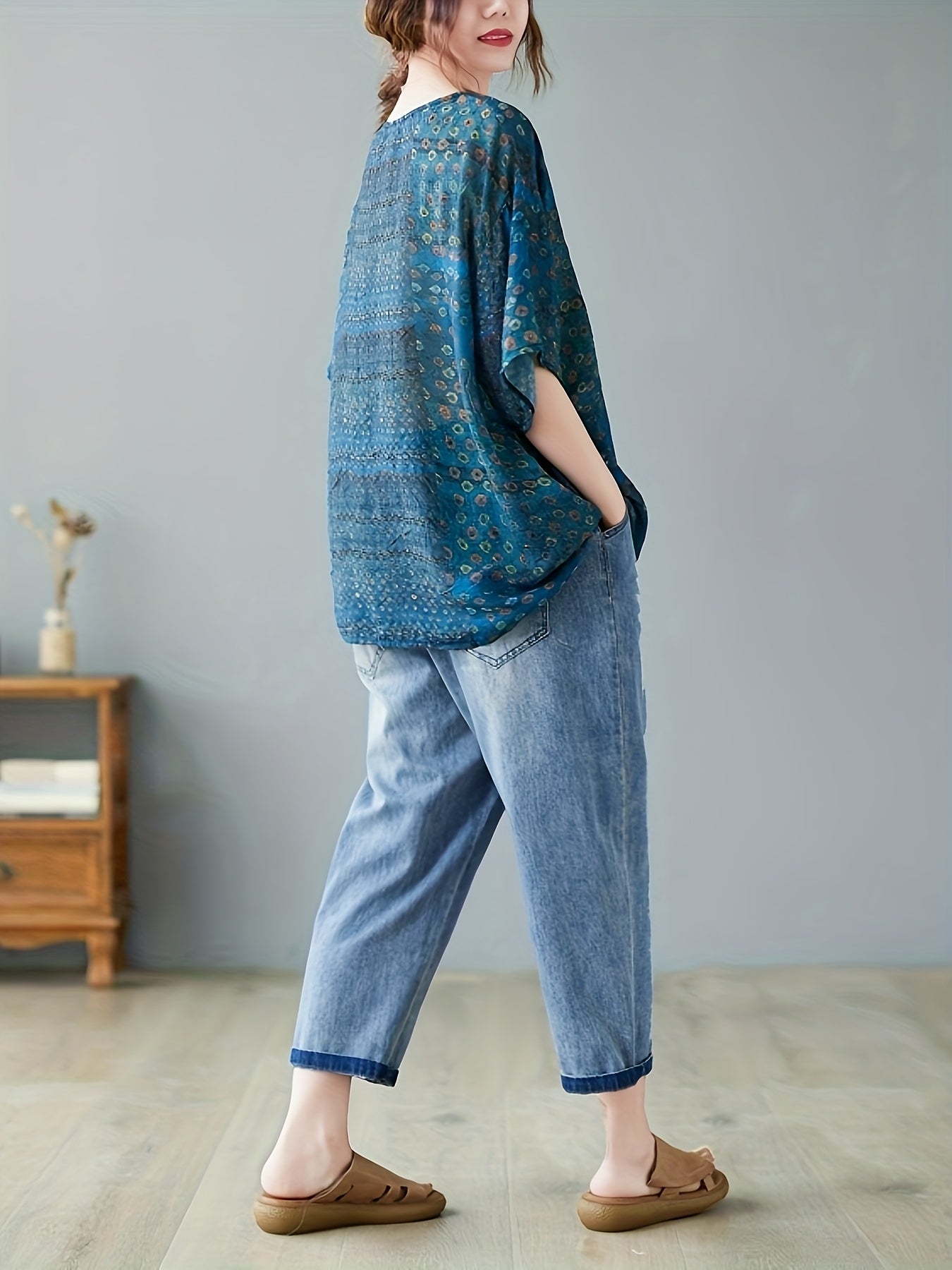 Women's Plus Size Short Sleeve T-Shirt Lightweight Polyester Vibrant Tribal Print