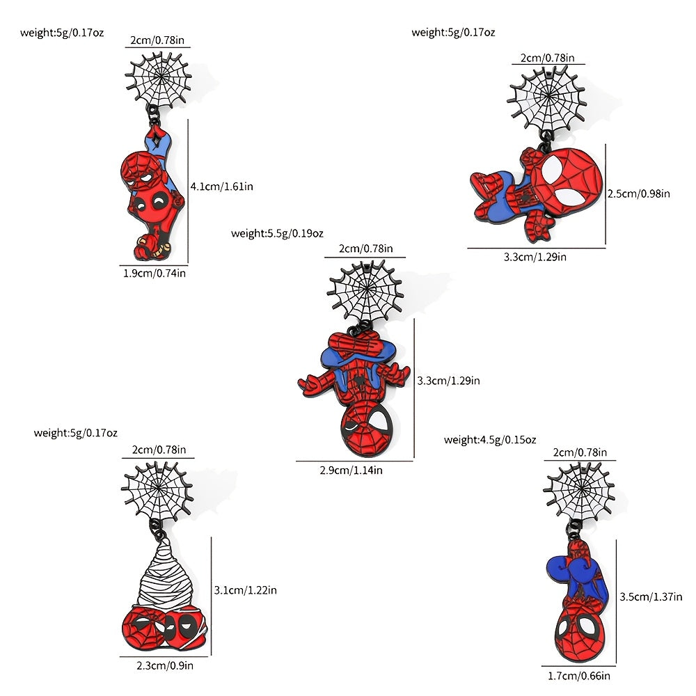 5 ta Marvel Spider-Man emal pinlari alloy broochlar kiyim va sumkalar uchun to'plam