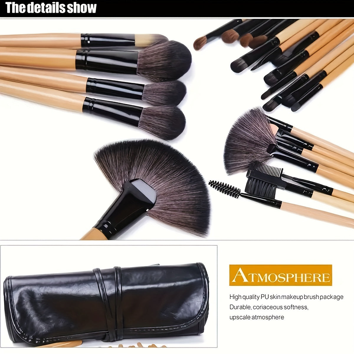 24-Piece Makeup Brush Set with Oval Brushes Polyester Bristles ABS Handles for Foundation Eyeshadow Contouring