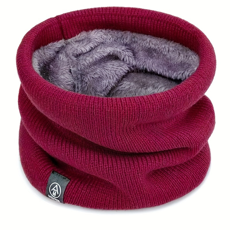 Winter Knitted Scarf for Men Women Cozy Neck Cover with Plush Lining