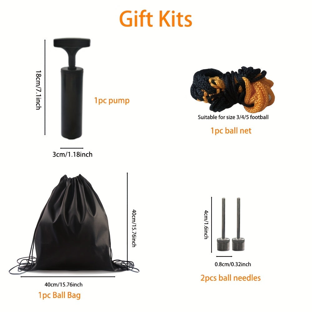 Size 5 Faux Leather Soccer Ball Black and White Seamless Thermal-Bonded with Pump and Accessories for Training and Match