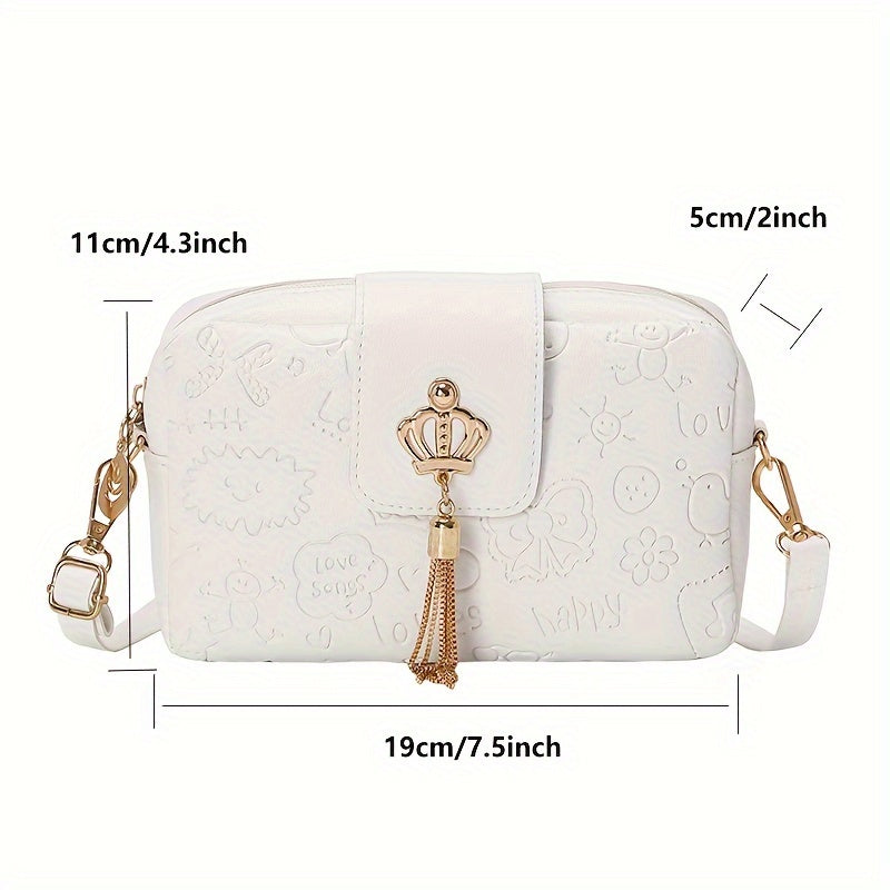 Yangi moda tendentsiyasi yuqori tuzilishga ega, to'qimachilik dizayni va nozik bosma bilan bezatilgan xoch sumka. Zipper yopilishi bilan birga keladi va beshta rang tanlovi mavjud. Mukammal Sevgi kuni yoki tug'ilgan kun sovg'asi. O'lchovlar