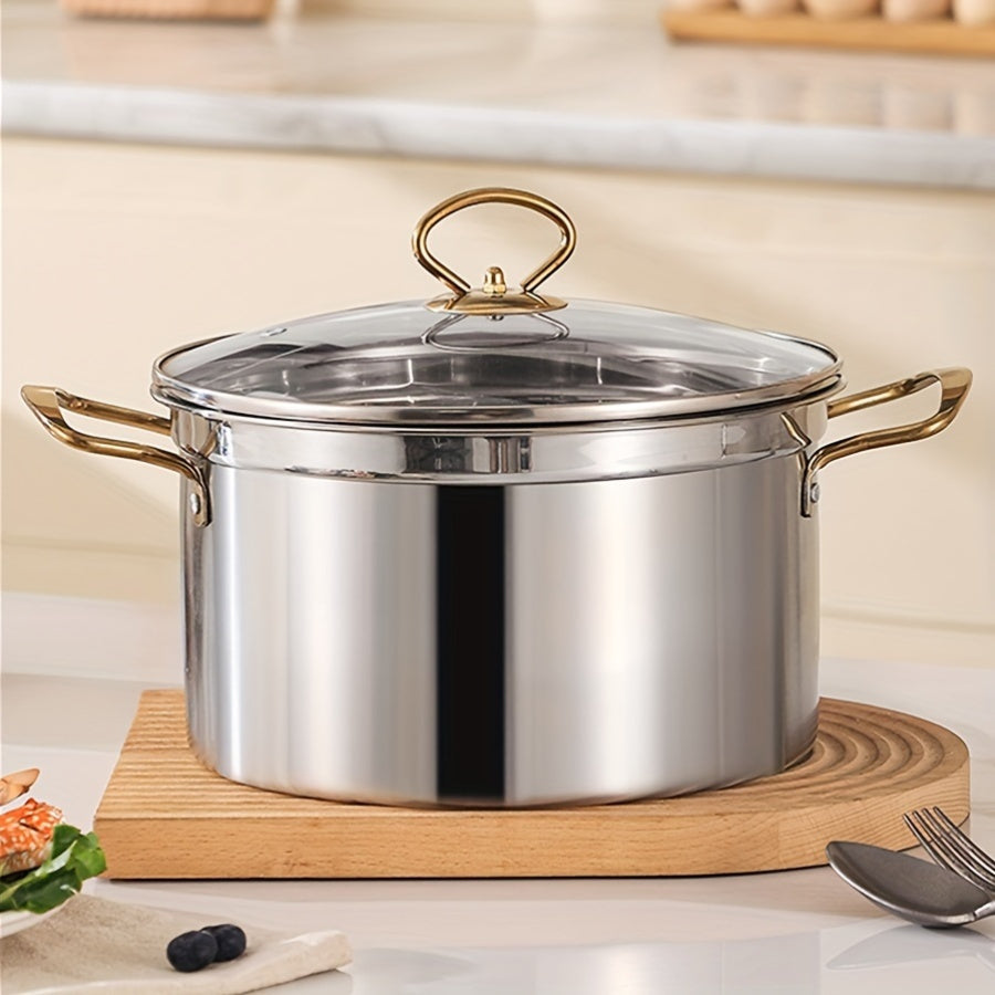 Stainless Steel Stockpot Set with Lids, Large Capacity, Suitable for All Stovetops