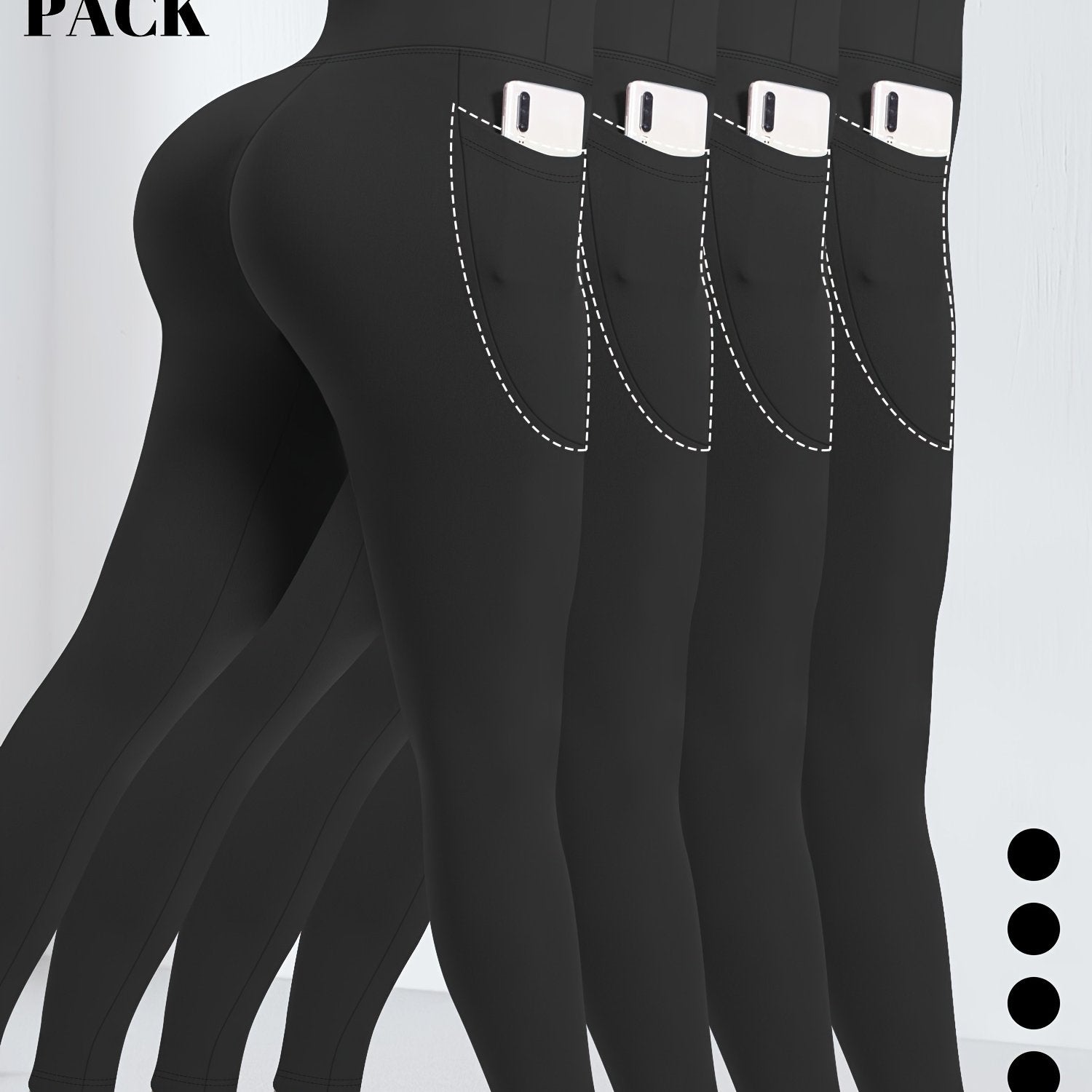 Plus Size Yoga Pants With Pockets High-Waisted Tummy Control Workout Leggings