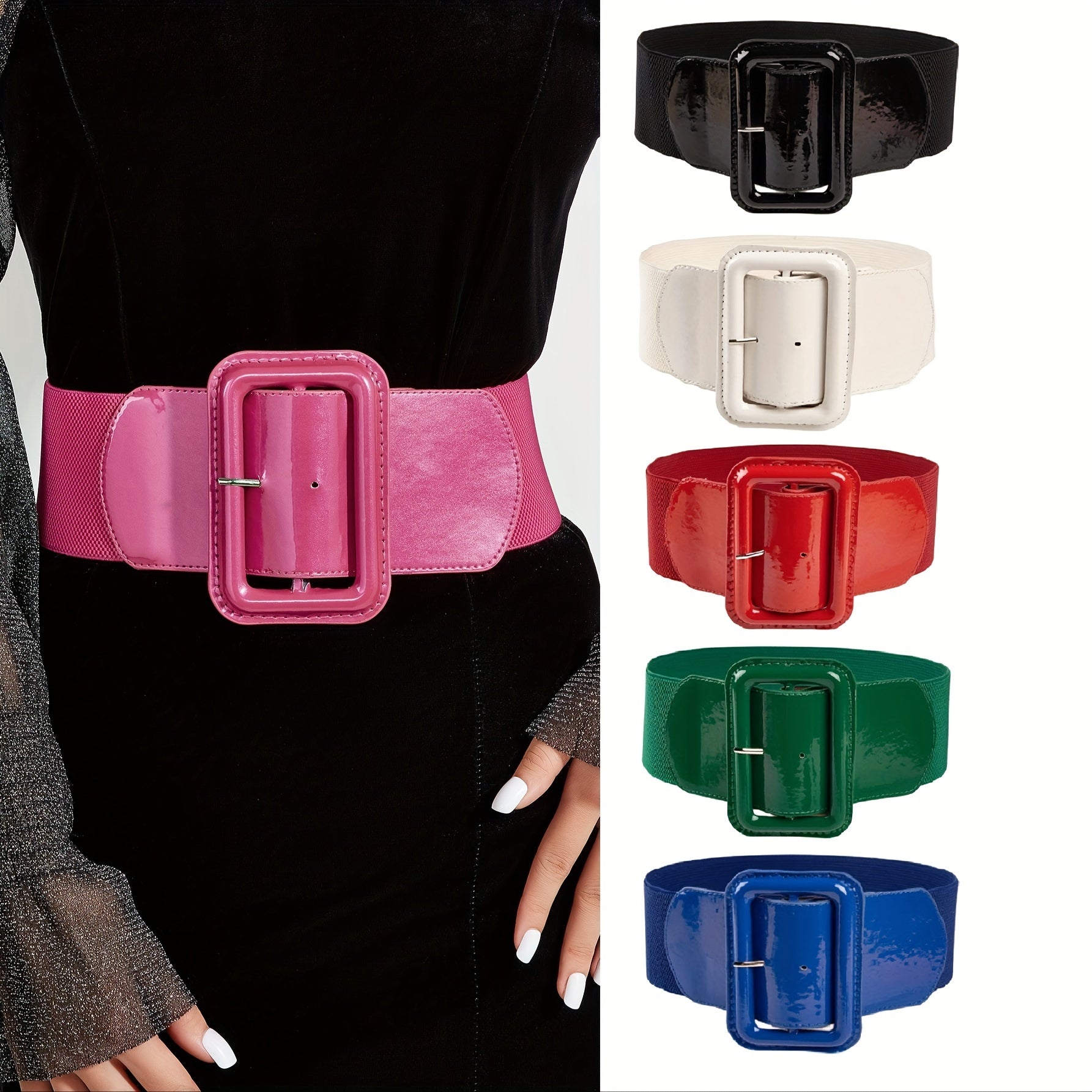 Vintage Wide Belt with Rectangle Pin Buckle for Casual Wear Waistband Dress Coat Decoration