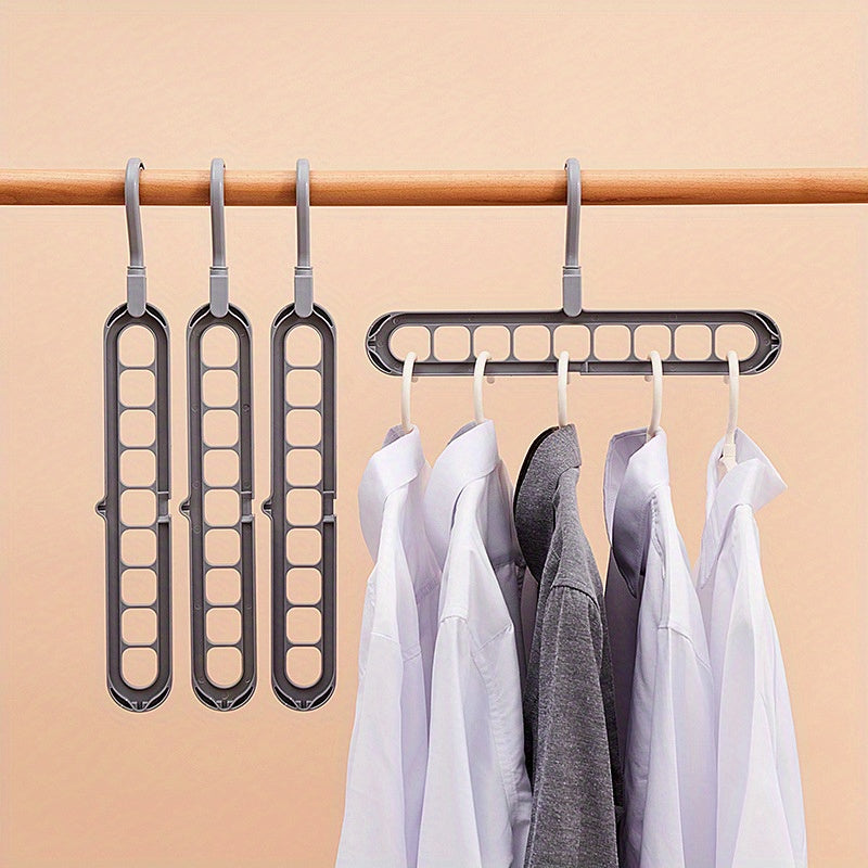 9-in-1 Folding Clothes Hanger with 9 Holes Wall-Mounted Plastic Drying Rack Organizer for Bathroom Bedroom Closet