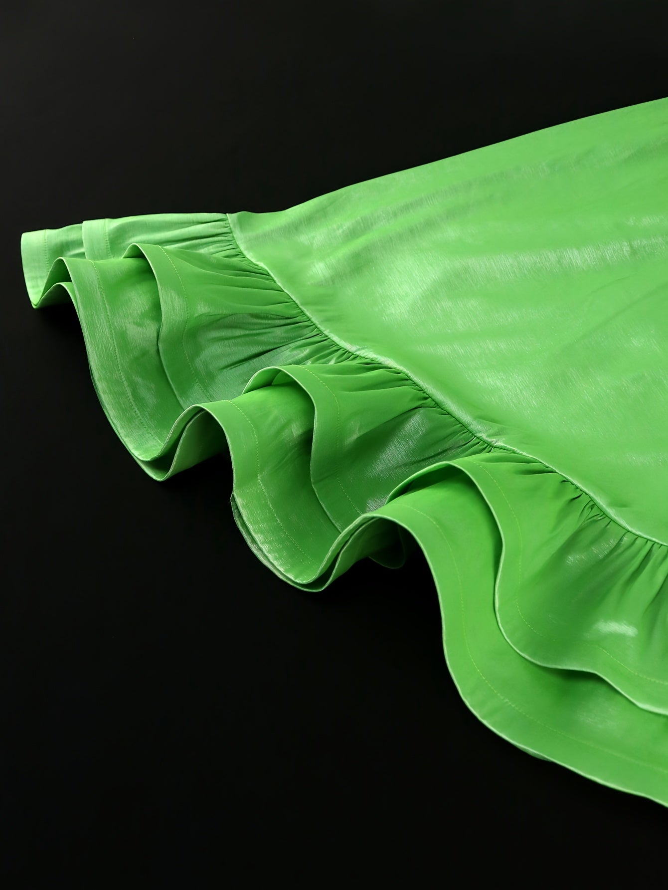 Women's Emerald Green Bodycon Dress V-Neck Ruffle Sleeves Adjustable Belt