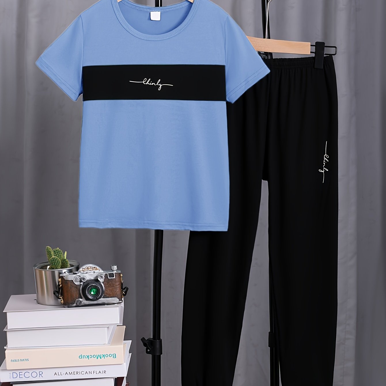 Boys' Casual 2-Piece Set Letter Print T-Shirt and Pants Polyester Spring Autumn