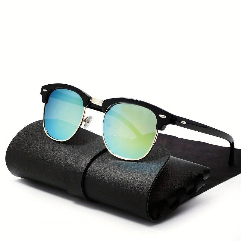 Luxury Semi-Rimless Retro Fashion Glasses for Men and Women Iron Alloy Frame AC Lenses