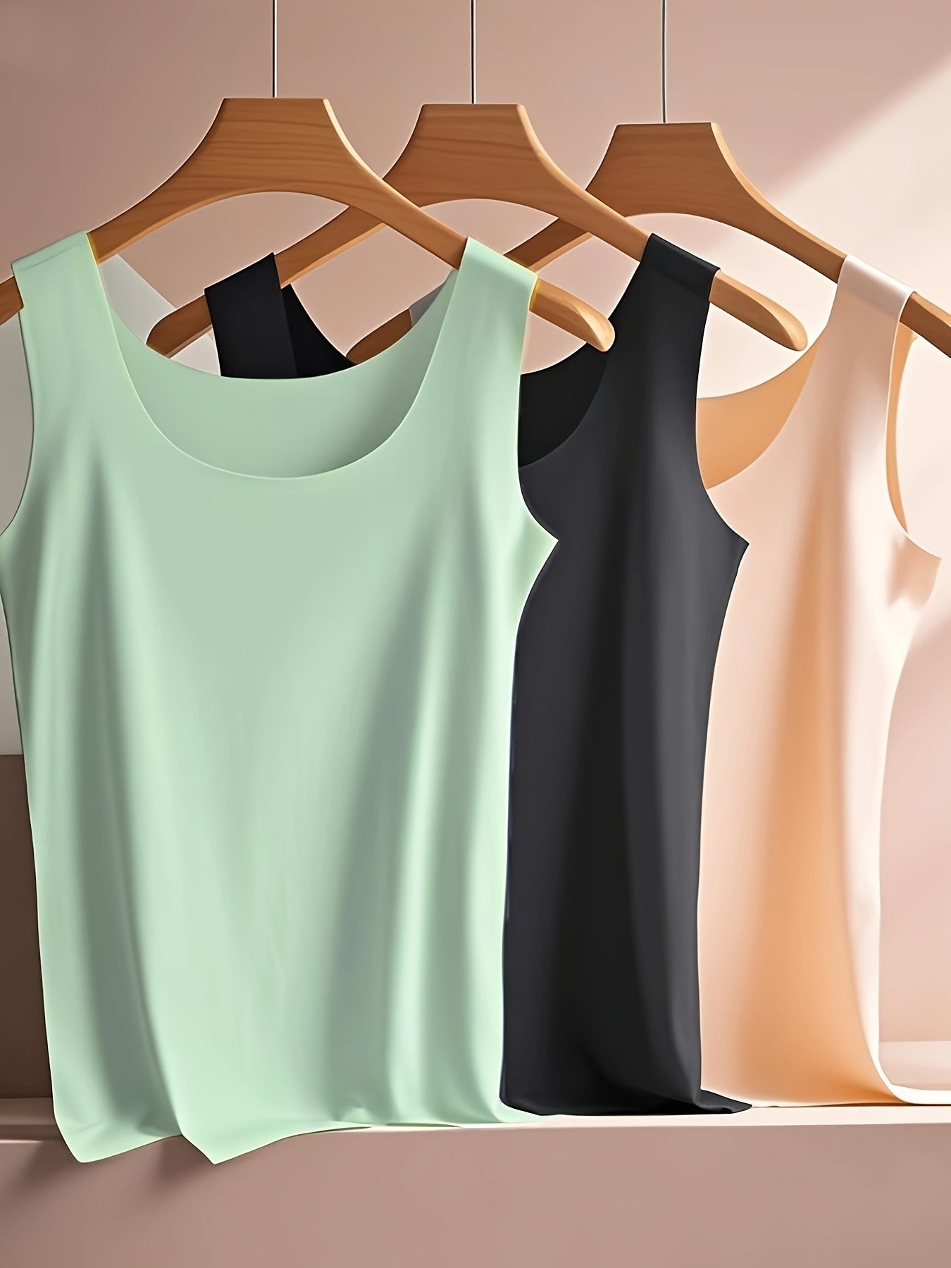 Women's Plus Size Ice Silk Tank Tops 3-Pack Breathable Quick-Dry Lightweight