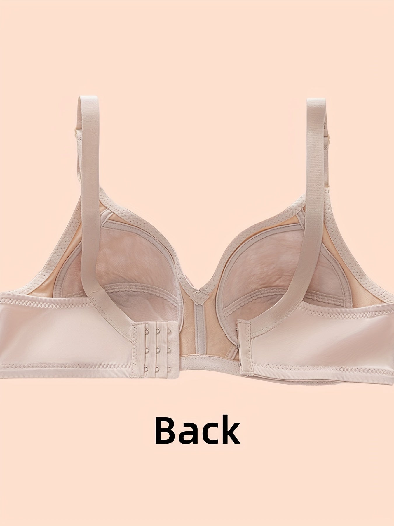 Plus Size Wireless Lace Push-Up Bra with Triple Hook Closure Breathable Nylon Spandex