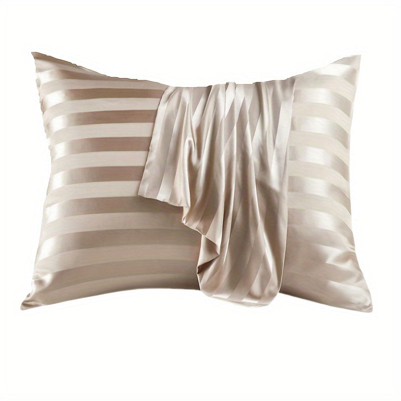 Striped Satin Pillowcase with Envelope Closure Hypoallergenic 180-200 gsm Woven Fabric