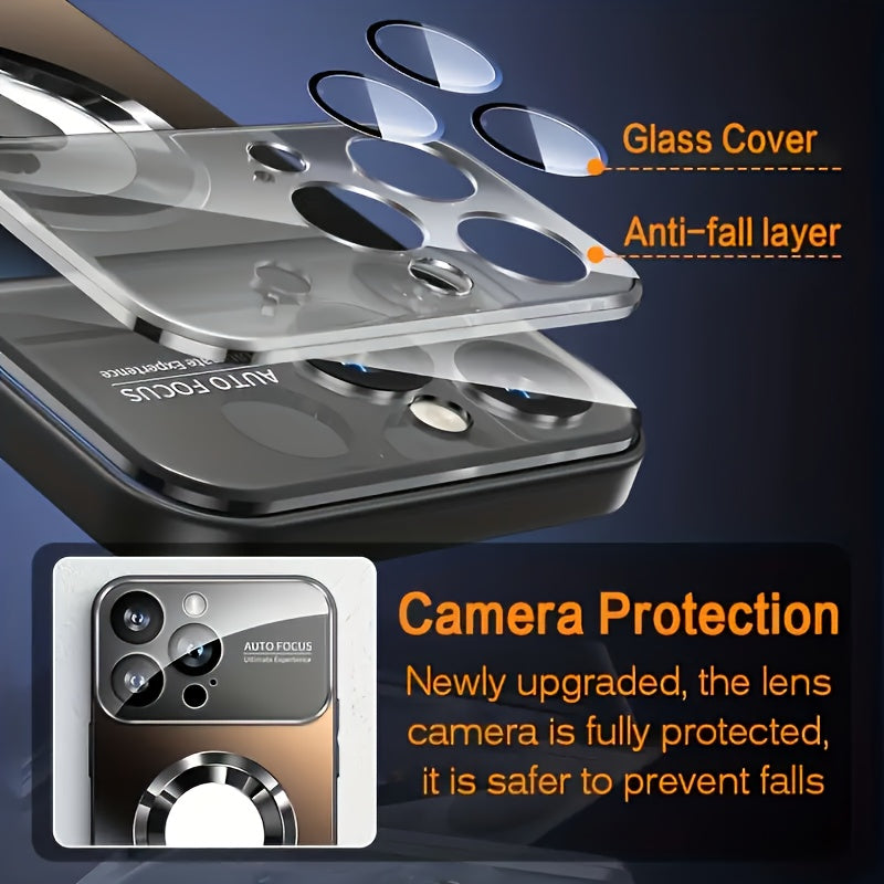 Magnetic Phone Case for iPhone with Wireless Charging Shockproof Bumper Transparent Cover