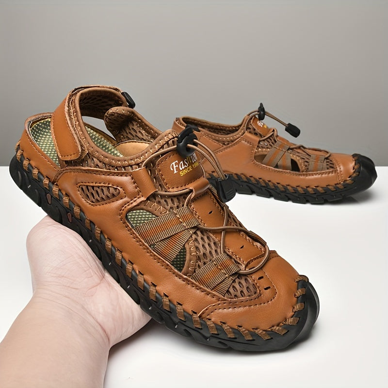 Men's Mesh Sandals with Adjustable Drawstring for Outdoor Casual Walking