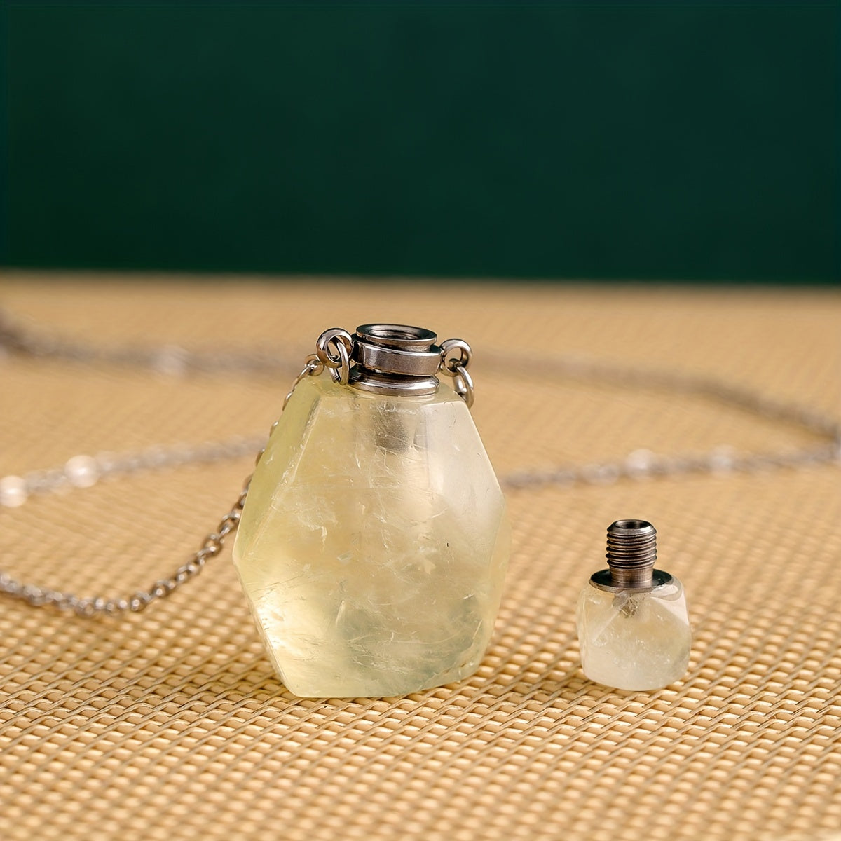 Glam Style Rock Crystal Diffuser Necklace with Chain for Aromatherapy and Gifts