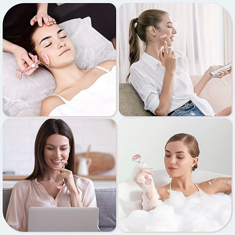 Pushti Qoplama Gua Sha Massaj Asboblari va Yuz Rulosi To'plami - Jismoniy va ruhiy dam olish uchun mukammal qo'l bilan ishlatiladigan asboblar, zaryadlash yoki batareyalar talab qilinmaydi. Ideal sovg'a tanlovi.