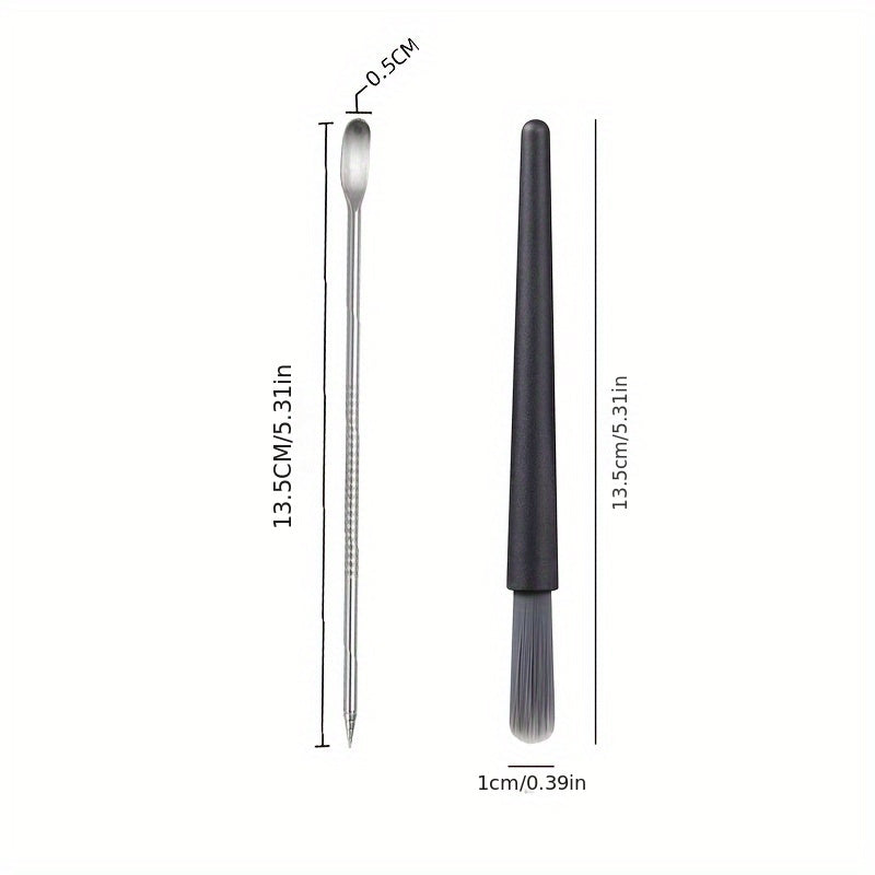 Stainless Steel Coffee Grinder Brush Set with Latte Art Pen and Cleaning Tools