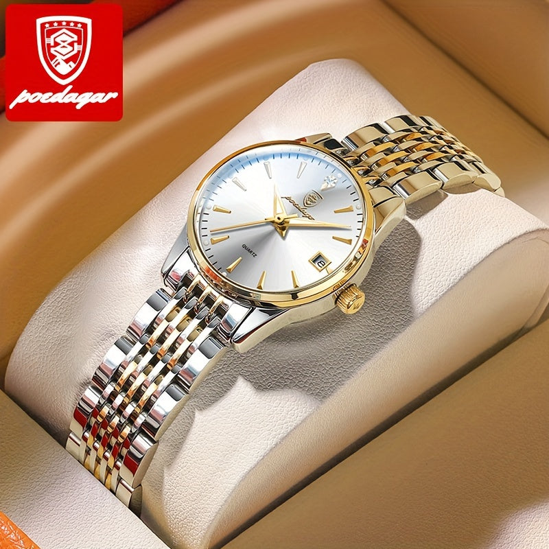 Women's Quartz Watch with Luminous Display Stainless Steel Calendar Date Analog