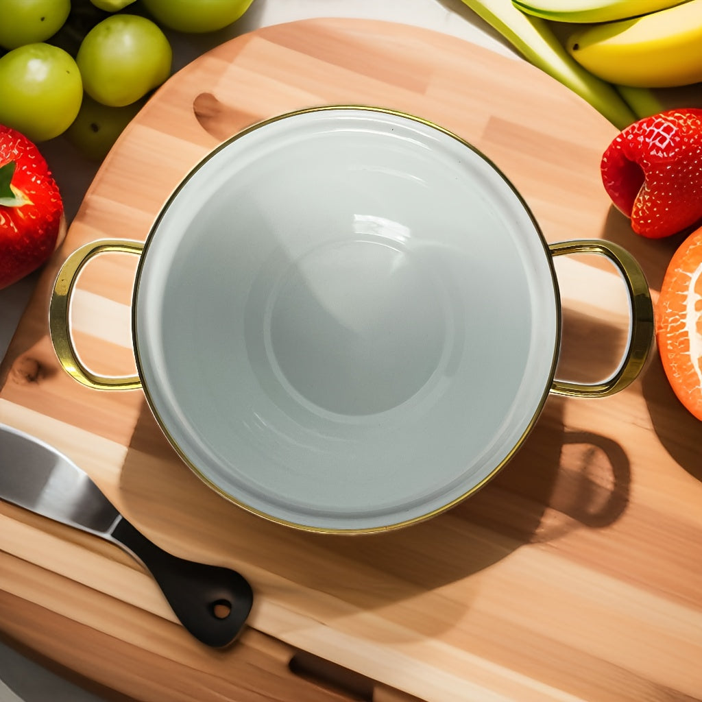 Enamel Soup and Stew Stockpot Set 2.8L Thick Grid Design Cookware