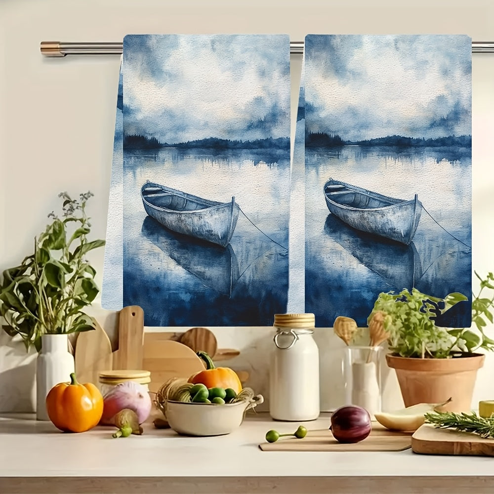 Set of 2 Coastal Love Kitchen Towels Ultra Soft Absorbent Polyester 40x60 cm