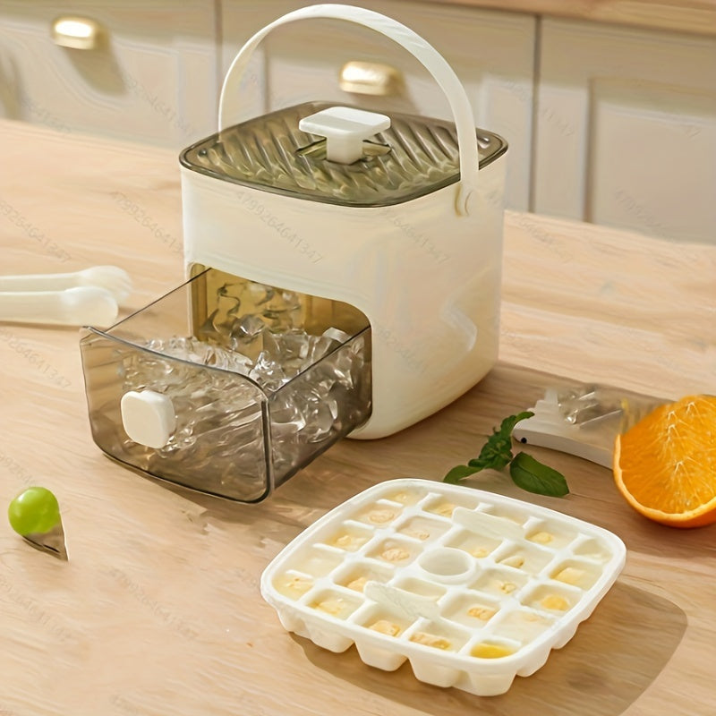 48- Muz kubiklari yasovchi, oson bosish qopqog'i bilan, katta sig'im, ikki qatlamli dizayn, muzlatgich uchun oziq-ovqat darajasidagi plastik qopqoq - viski va kokteyllar uchun ideal, zarur oshxona asbobi.