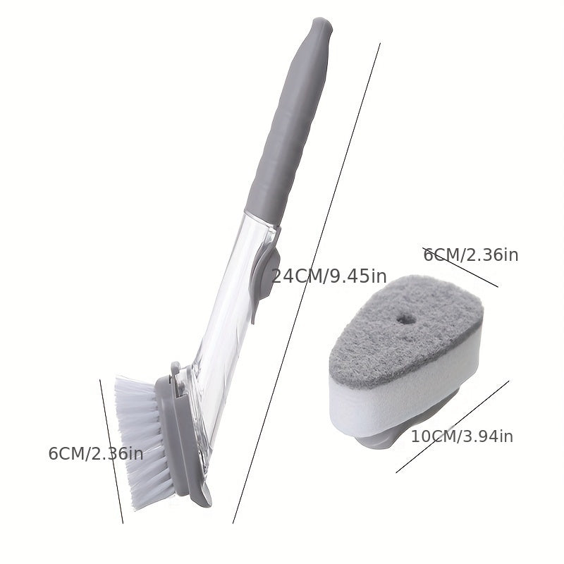 Uzun tutqichli oshxona cho'tkasi, ichki sabun tarqatuvchi bilan - ko'p funksiyali va batareyasiz, idishlar va qozonlarni tozalash uchun mukammal